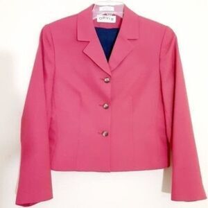 Orvis Blazer Sz 8 Office Academia Colorful Red Pink Short Wool Blend Twill Women